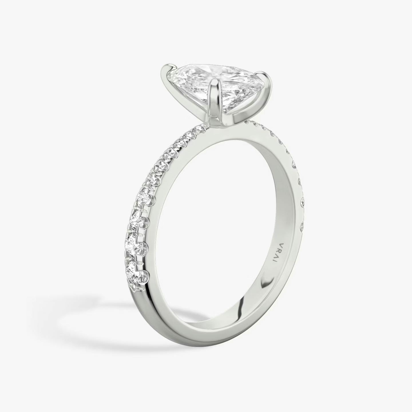 The Tapered Classic | Pear | Platinum | Band: Pavé | Diamond orientation: vertical | Carat weight: See full inventory