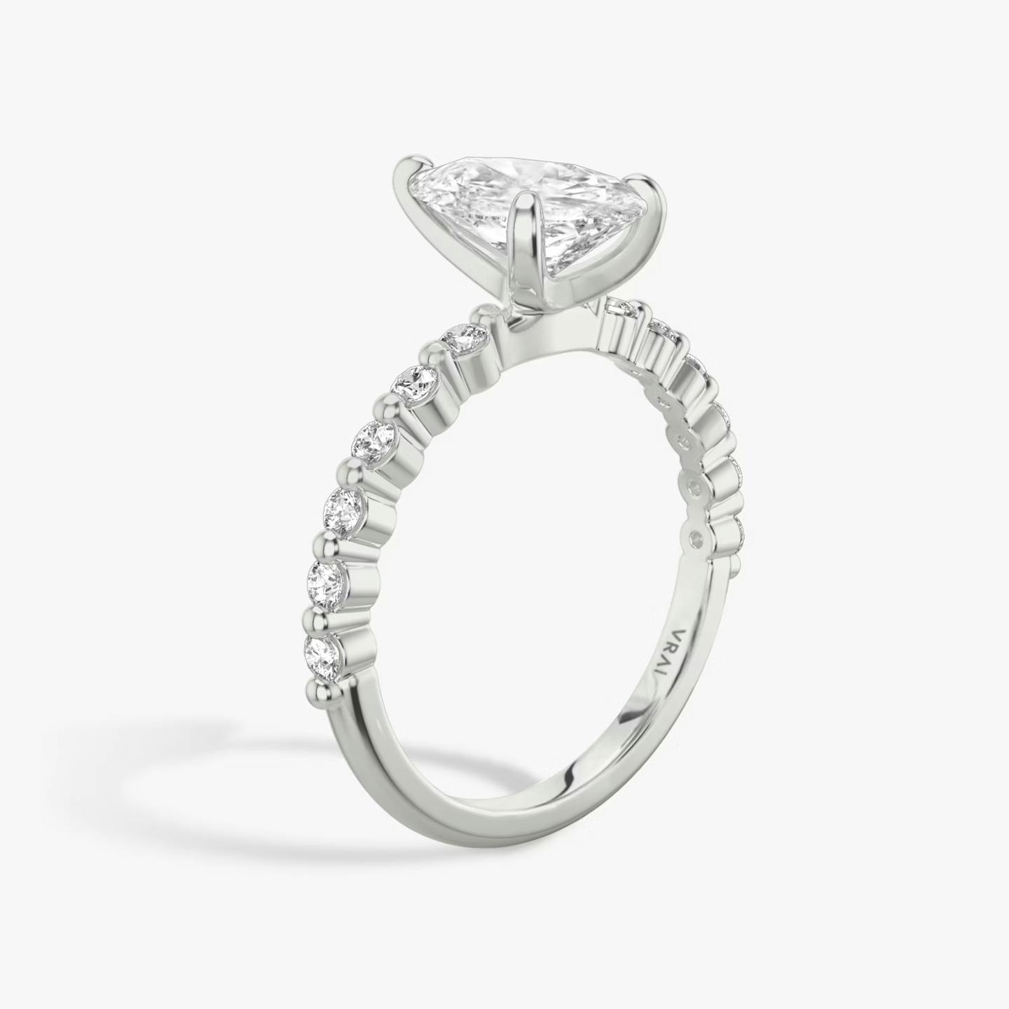 The Single Shared Prong | Pear | Platinum | Band: Original | Diamond orientation: vertical | Carat weight: See full inventory